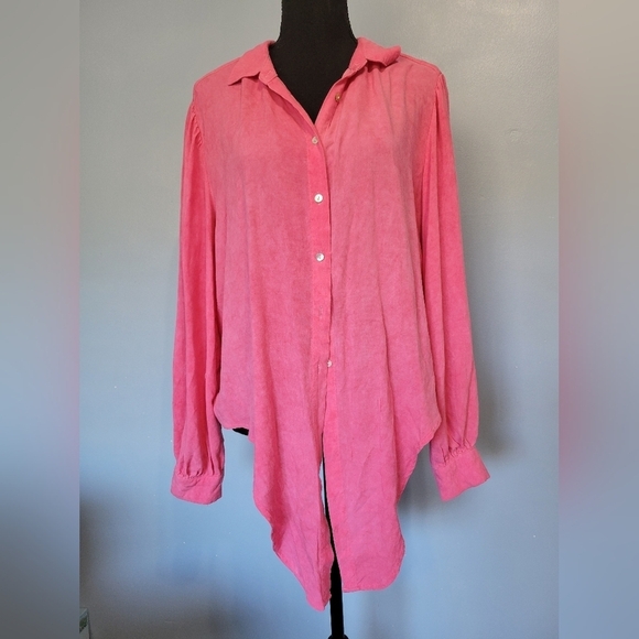 Jane and Delancey Tie Front Button-down Shirt Size XL Pink - Picture 1 of 13